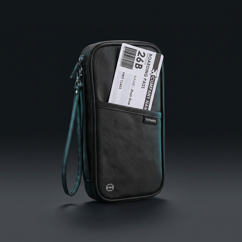 Pochette de voyage Voyra — organisateur passeports, studio 2K